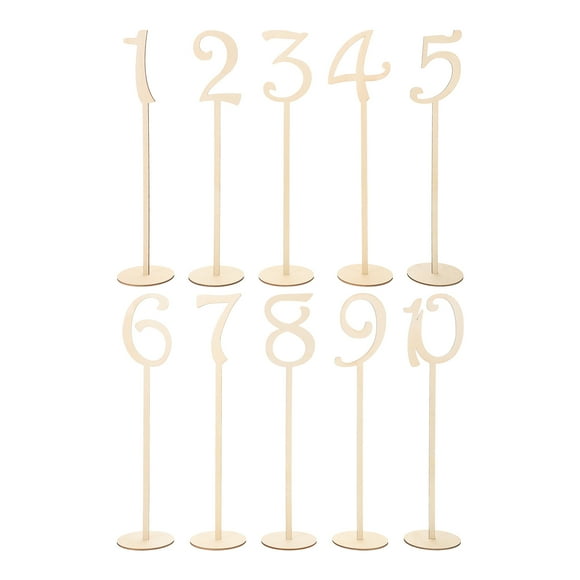 Miangastore 10pcs 1-10 Wooden Table Numbers with Holder Base for Wedding or Home Decoration (Wood Color)
