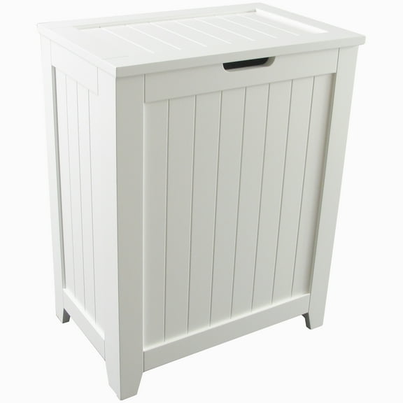 Redmon Contemporary Country Collection Laundry Hamper, White