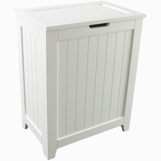Redmon Contemporary Country Collection Laundry Hamper, White