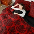 thumbnail image 4 of Homewish Vintage Damask 7-Piece Twin Bedding Sets,Victorian Flower Bedding Comforter Set,Red Black Sheet Sets For Men Women,Super Cozy Room Decor Reversible, 4 of 8