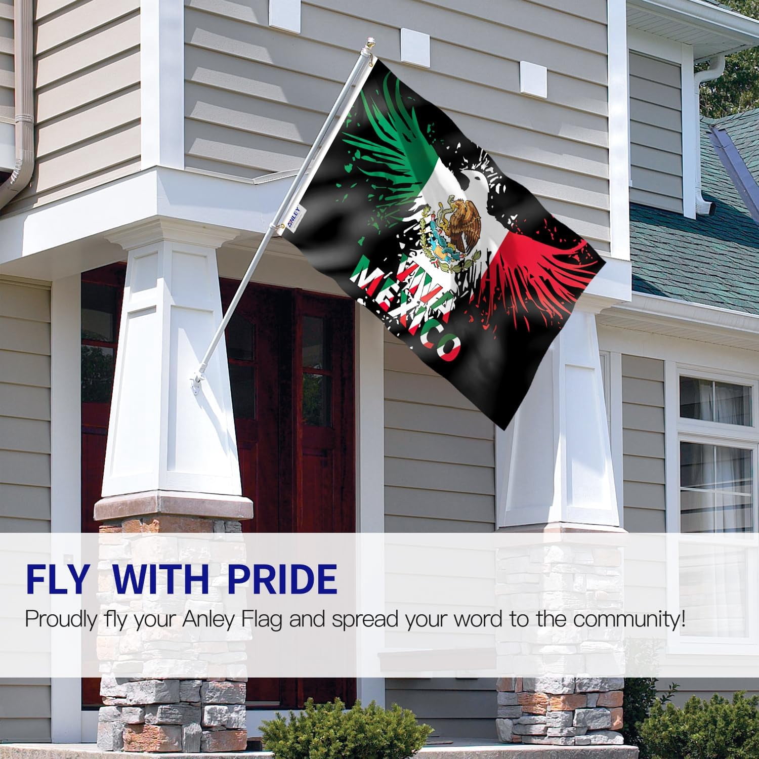Anley Fly Breeze 3x5 Foot Viva Mexico Flag - Mexico Eagle Mexican MX National Flags Polyester