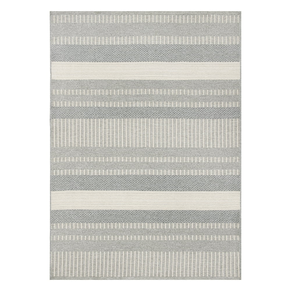 Better Homes & Gardens 5' x 7' Plaid Woven Reversible Outdoor Rug, Gray, Polypropylene
