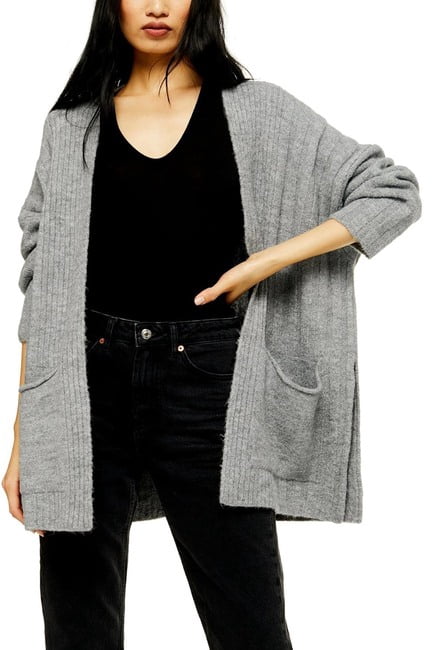 TOPSHOP Long Cardigan US 8-10 Grey Marl 
