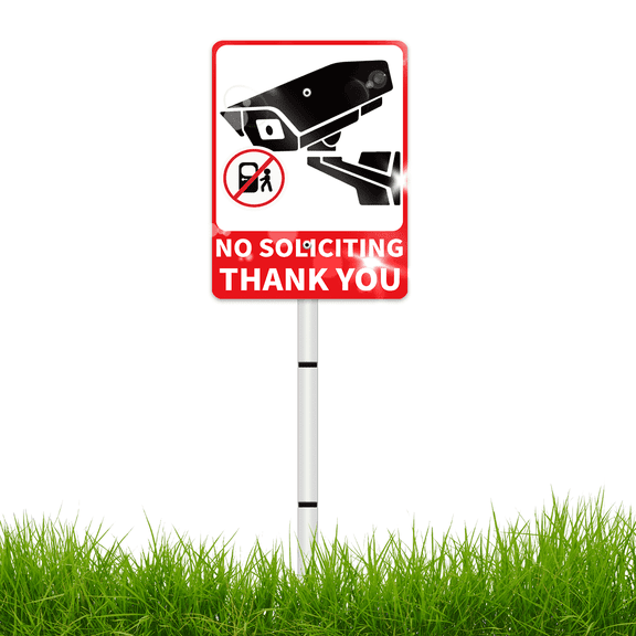 No Soliciting Sign For House,Yard Signs For Lawn Garden, Outdoor Signs, Metal Yard Signs With Stakes 38inch,Rust Free Aluminum Made Business Signs For Outside, Go Away Sign,10×7inch