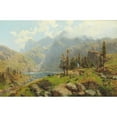 thumbnail image 2 of Robert Schultze 14x11 Gold Ornate Wood Frame and Double Matted Museum Art Print Titled - The Murgsee in Switzerland, Glaris, 2 of 4