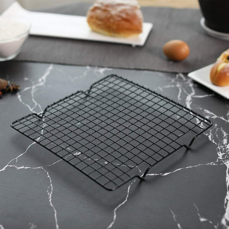 2 Pcs Metal Wire Cooling Rack Kitchen Cookie Stainless Steel Baking Rack Square Wire for Baking 10 x 11 inches Black