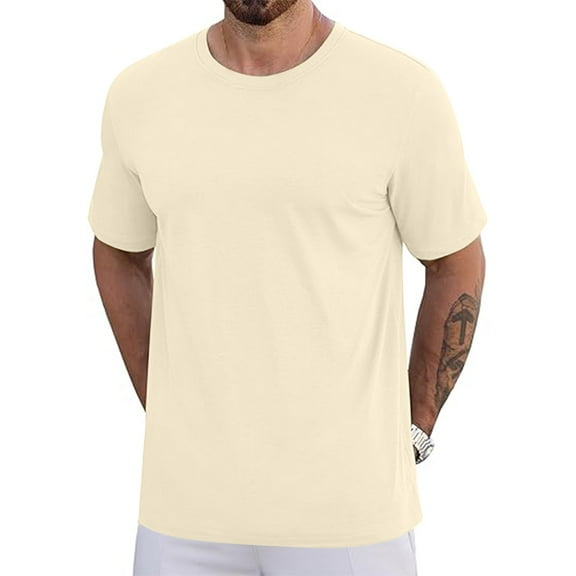 Cmfcve Oversized T-shirts for Men Pullover Round Neck Top Blouses Stretch Short Sleeve Gym T-shirts