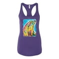 thumbnail image 2 of Wild Bobby Dean Russo Neon Colorfu Dolphin Animal Lover Women Racerback Tank Top, Purple Rush, X-Large, 2 of 5