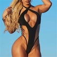 thumbnail image 4 of GaThRRgYP Women One Piece Swimsuits,Women's Bikini Solid Color Mesh Spliced Bikini Split Swimsuit, 4 of 9