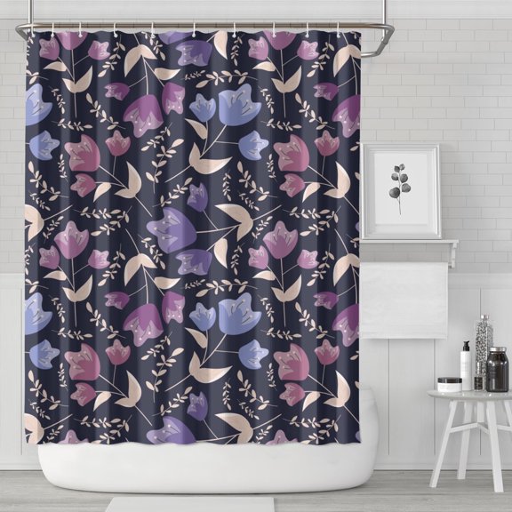 Pioneer Flower Floral Print Pattern Shower Curtain 72"x84" ,Bathroom Decorative Shower Curtains Set with 12 Hooks,Modern Waterproof Washable Shower Curtain