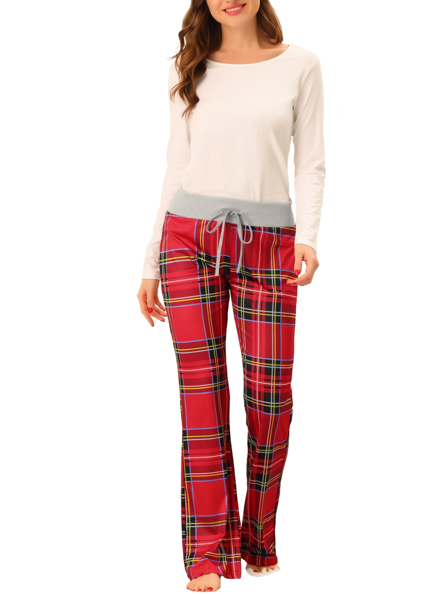 Unique Bargains Womens Pajamas Yoga Casual Trousers Wide Leg Sleepwear Lounge Pants