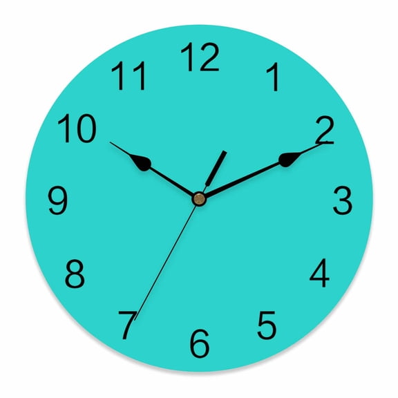 Wall Clock Aqua Green Clocks PVC Silent Non-Ticking Battery Operated Decorative Simple Style Round Clock for Home Living Room Kitchen Bedroom Office School Wall Decor 14 Inch