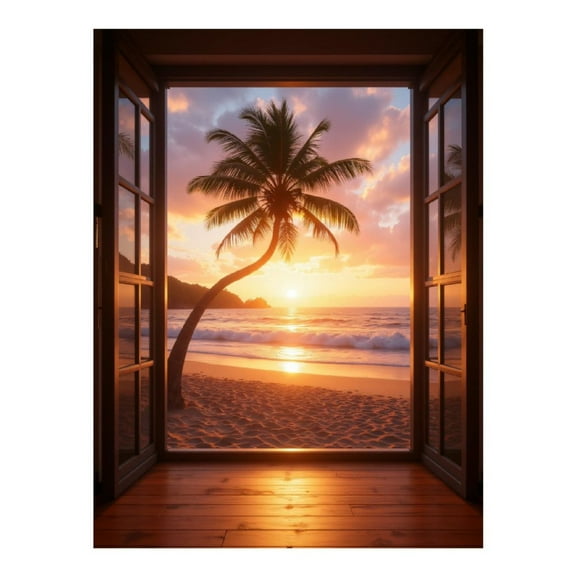 Diamond Art Kits for Adults, Tropical Beach Sunset View 5D Diamond Painting Kits for Adults Beginners, DIY Full Drill Diamond Painting, Gem Art and Crafts 12x16