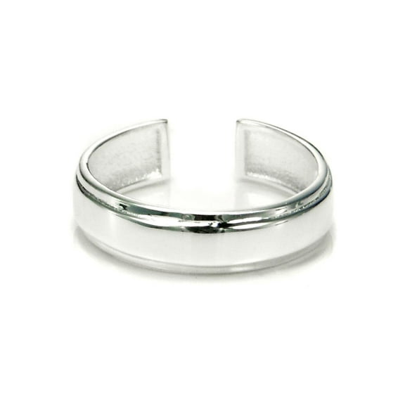 Sterling Silver Plain Adjustable Toe Band Ring w/ raised center