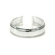 Sterling Silver Plain Adjustable Toe Band Ring w/ raised center