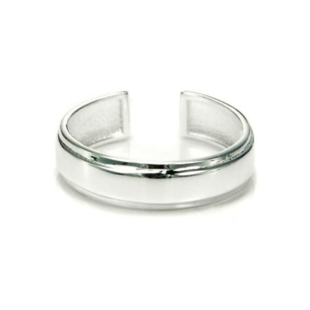 Sterling Silver Plain Adjustable Toe Band Ring w/ raised center