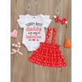 thumbnail image 3 of Gupgi 2Pcs Baby Girl Valentines Day Outfit Ruffle Sleeve Romper Top+Suspender Skirt Infant Clothes, 3 of 9