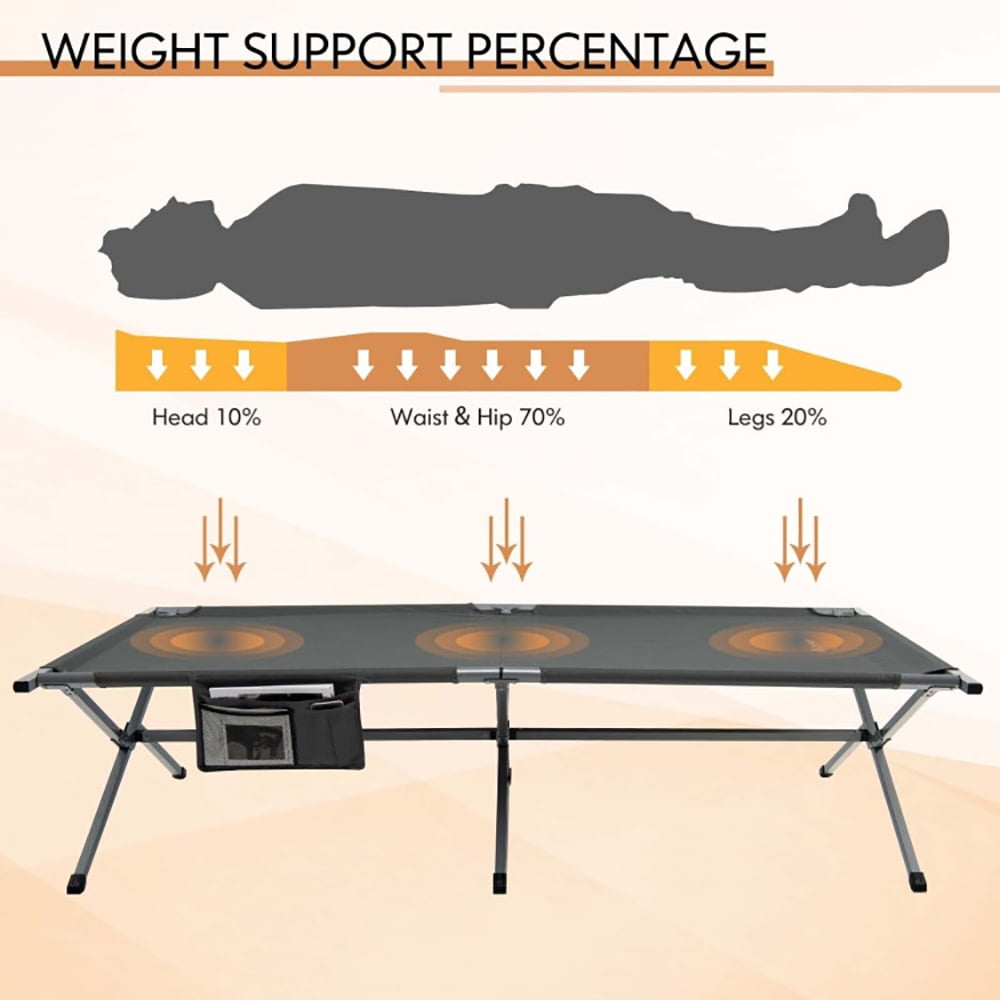 Aimee Lii Extra Wide Folding Camping Bed with Carry Bag and Storage Bag, Outdoor Portable Camping Bed for Sleeping Hiking Travel, Gray Aimee Lii Extra Wide Folding Camping Bed with Carry Bag and Storage Bag, Outdoor Portable Camping Bed for Sleeping Hiking Travel, Gray