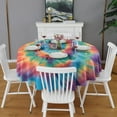 thumbnail image 2 of Colorful Rainbow Tie Dye Spiral Pattern Round Tablecloth 60"x60",Wrinkle Wipeable Table Cloth for Kitchen Dining Room Picnic Patio Party, 2 of 6