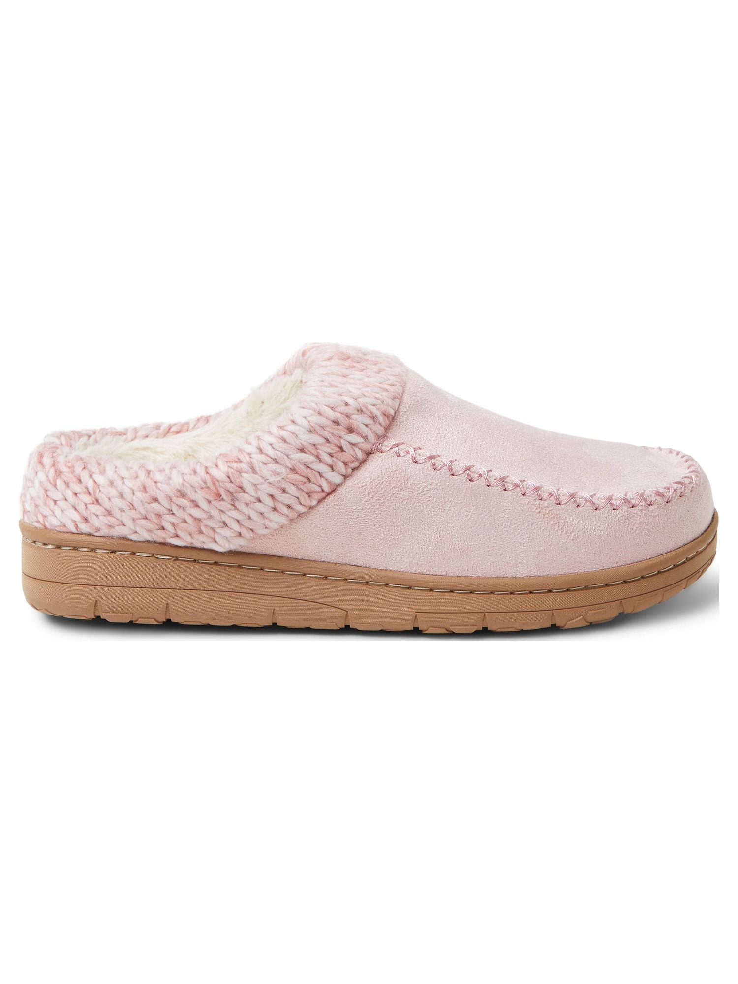 Dearfoams Cozy Comfort Women's Moc Toe Clog Slippers with Chunky Knit Collar