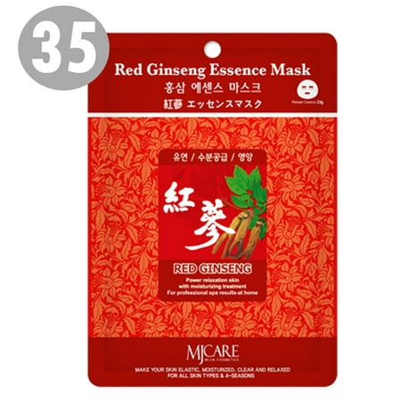 The Elixir Baauty Korean Collagen Essence Full Face Facial Mask Sheet, 35 Combo Pack, Red Ginseng Essence