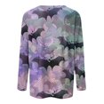 thumbnail image 5 of JULMCOMO Plus Size Halloween Shirts for Women Funny Pumpkin Castle Bat Print Crew Neck Long Sleeve Shirts Holiday Costume Tunic Tops Purple 4XL, 5 of 5
