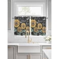 thumbnail image 2 of Sunflowers Rustic Half Window Curtain 36 Inches Long, Spring Summer Pastoral Flowers Black Window Treatment Curtain Drapes, Small Tier Curtains for Bathroom Over Sink, 27.5"x36", 2 Panels, 2 of 7
