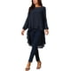 thumbnail image 2 of INSPIRAR CHIC Blusas Asimétricas de Manga Larga con Cuello Redondo para Mujeres, Casual y Elegante, Talla XL, Azul Oscuro, 2 of 5
