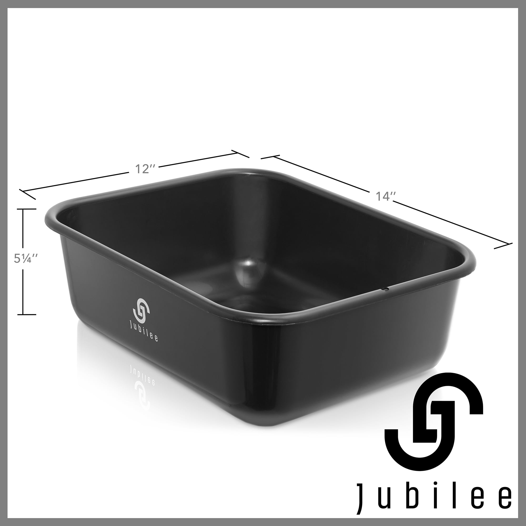 Jubilee 4-Pk Plastic Busser Utility Tub, Commercial Dishwashing Box, 11L Black