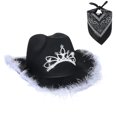 thumbnail image 3 of Western Cowboy Hat, Sequin Decorations Props Wide Brim Accessories Fedora Supplies for Party Favors Fancy Dress Girls Children Carnival Black, 3 of 8