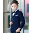 thumbnail image 2 of Boys Suits 5 Piece Set Slim Fit Navy Kids Wedding Outfit Boys Dresswear Up, 2 of 5