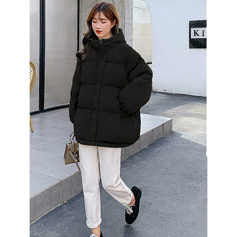 DanceeMangoo Korean Style Winter Women Down Jacket Oversize Loose Hooded  Female Puffer Jackets Short Padded Solid Womens Down Coat