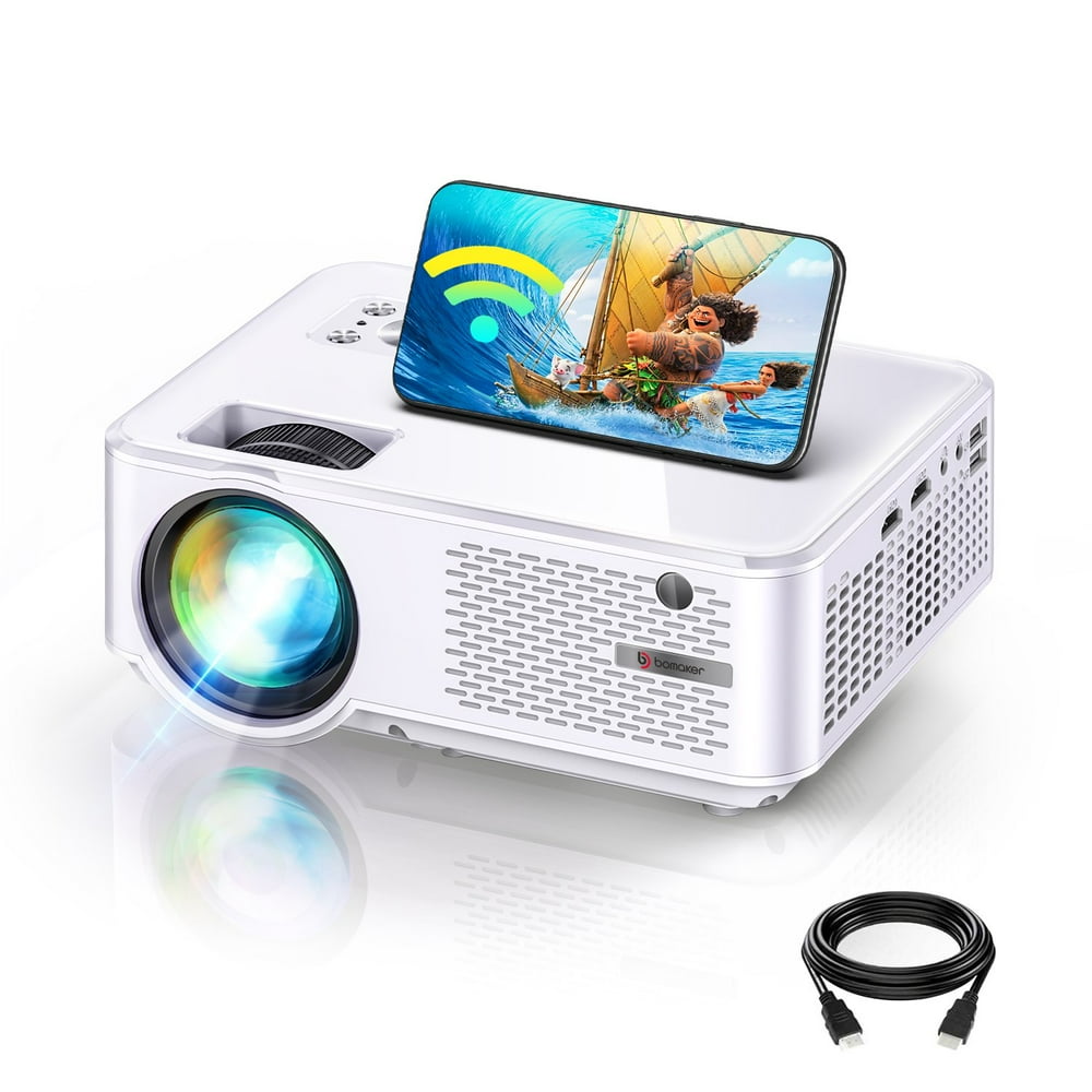 BOMAKER WiFi Projector Outdoor Movies, Native 720P, Mini Projector