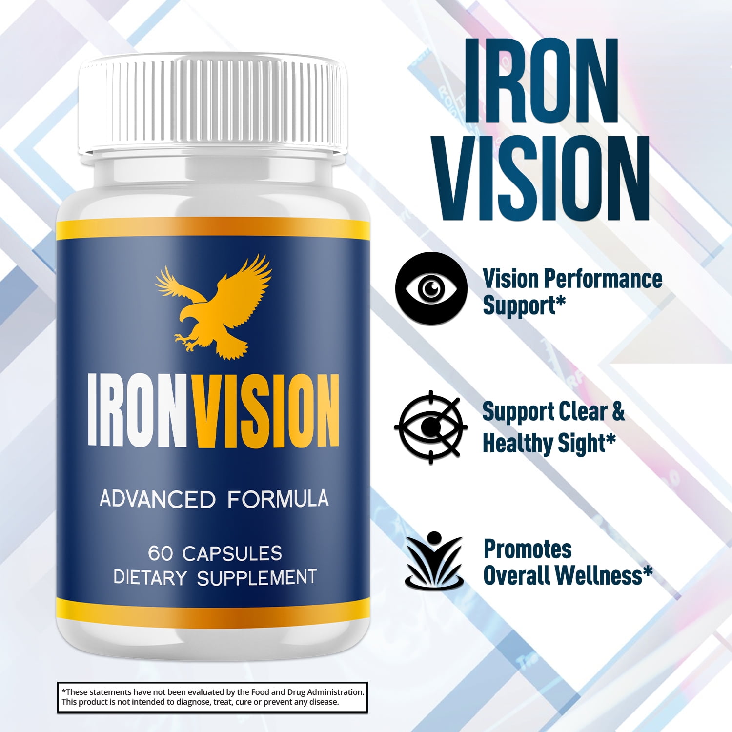 Iron Vision Care Pills Advanced Formula Eye Health Supplement IronVision 180 Capsules