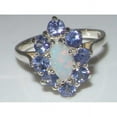 thumbnail image 4 of LBG British Made 14k White Gold Natural Opal & Tanzanite Womens Statement Ring - 33 size options - Size 10, 4 of 6