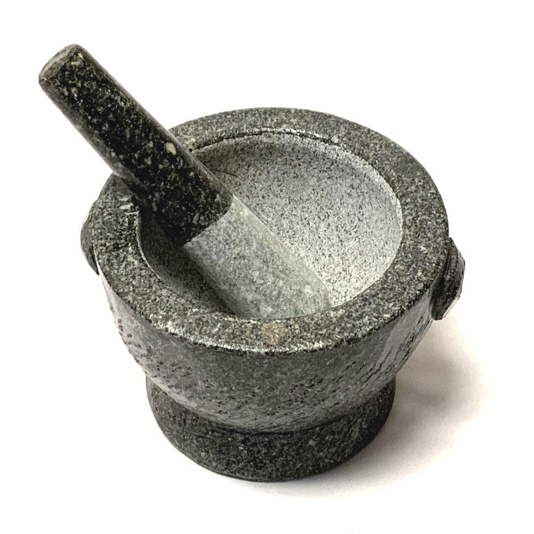 stone (granite) mortar and pestle, 7 in, 2+ cup capacity