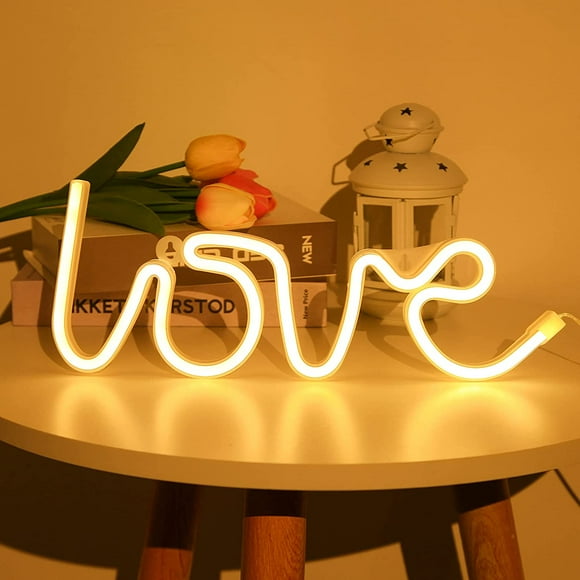 Love Neon Signs for Bedroom Wall Decor LED Signs Neon Light Sign Battery or USB Neon Bar Signs for Home Wedding Party Girls Dorm Romantic Decorations Light (Warm White)
