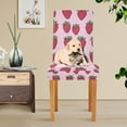 thumbnail image 4 of Yayeee 4 Pack Dining Chair Covers Stretch Parson Chairs Slipcovers Seat Protector, Cartoon Strawberry, 4 of 6