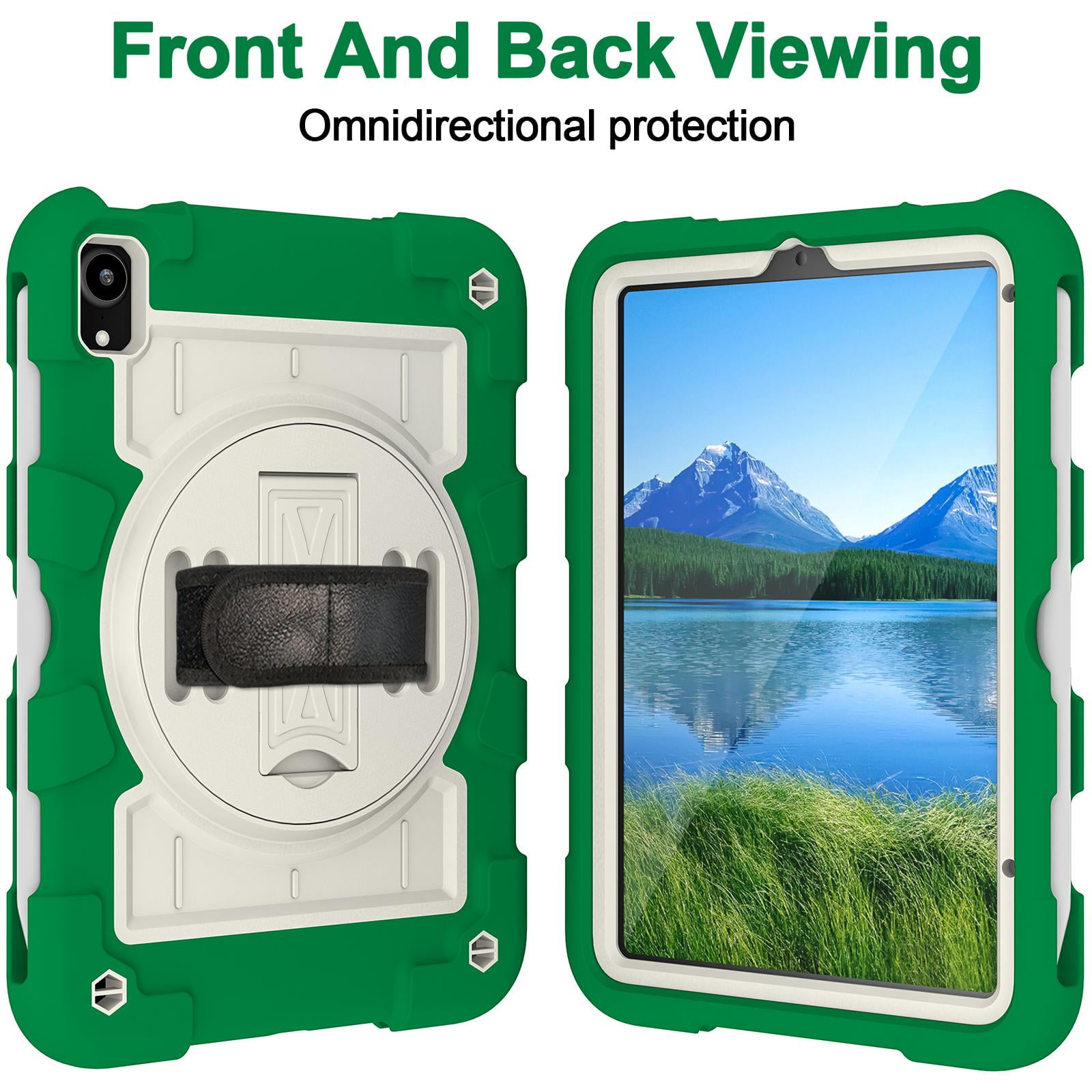 TECH CIRCLE for Apple iPad Mini (A17 Pro/A15) 7th/6th Generation Case 8.3-Inch (2024/2021 Release), Durable Shockproof Protective Back Cover Case with Kickstand /Hand Strap /Shoulder Strap, Deep Green