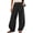 Black women cotton linen pants a1, variant on Women Cotton Linen Wide Leg Pants Elastic Waist with Pockets Casual Loose Long Trousers for Summer Beach Vacation Lounge Travel, Khaki M
