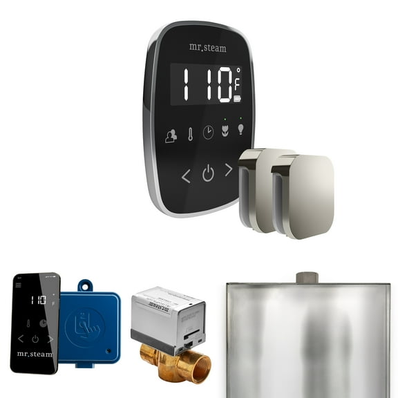 Mr Steam ButlerFlex Max Steam Shower Pkg w/TempoFlex Control and Steamhead in Black Polished Chrome