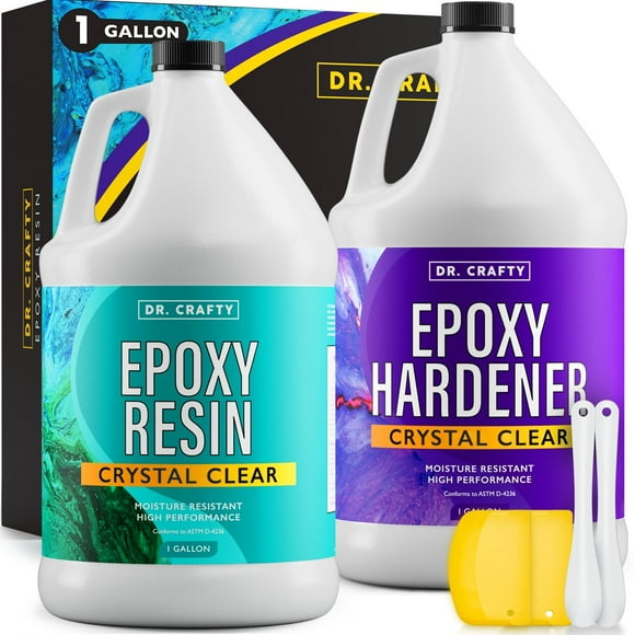DR CRAFTY Clear Epoxy Resin - Table Top Epoxy Resin Kit - 1 Gallon Epoxy Resin for Resin Molds Table Top Art Resin Craft Jewelry Casting DIY Tumblers & Wood - 2 Part Resin Kit Coating 1 Gallon