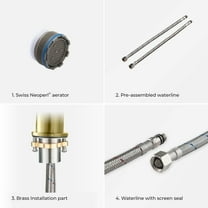 Kibi USA Lead Free Single Handle Bathroom Faucet with Water Hose Brush Gold W/Pop Up Drain Brushed