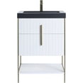 thumbnail image 4 of Fine Fixtures Serenity 24 in. W x 18 in. D x 33.5 in. H Bathroom Vanity in White Matte with Gel Coated Thick Edge top in Black with Satin Brass Hardware, 4 of 6