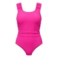 thumbnail image 4 of shoper Girls One Piece Swimsuits Size 14-16 Girls Swimsuit Sleeveless Bathing with Back Cutout and Ruffle Detail for Youth Hot Pink 13-14 Y, 4 of 6