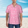 thumbnail image 4 of Lsque Snowflake pink backgrounds pattern Hawaiian Shirt for Men, Unisex Summer Beach Casual Short Sleeve Button Down Shirts-Large, 4 of 9