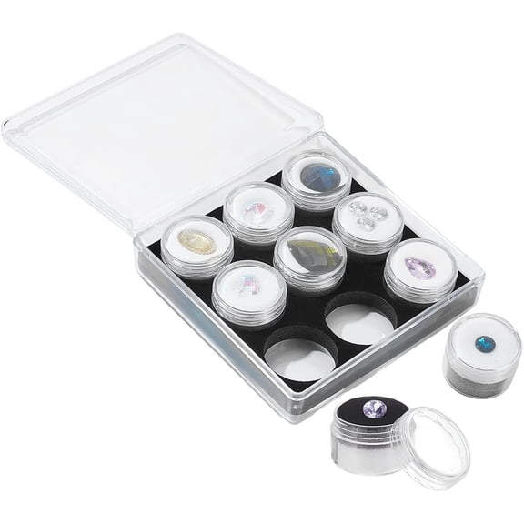 9 Grids Diamond Art Storage Box with Sponge Clear Embroidery Diamond Bead Storage Box Plastic Beads Organizer Case with Lids for DIY Crafts Jewelry Earring Nail Art Accessories Pills