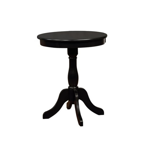 Pemberly Row Contemporary Round Wood Accent Table in Black