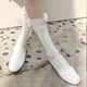 thumbnail image 2 of XmhyTop 2 pares de calcetines casuales de tubo de algodón hasta la rodilla para mujer, calcetines largos hasta la rodilla de punto sólido, regalo para toda la temporada, elásticos, suaves (blancos), 2 of 2