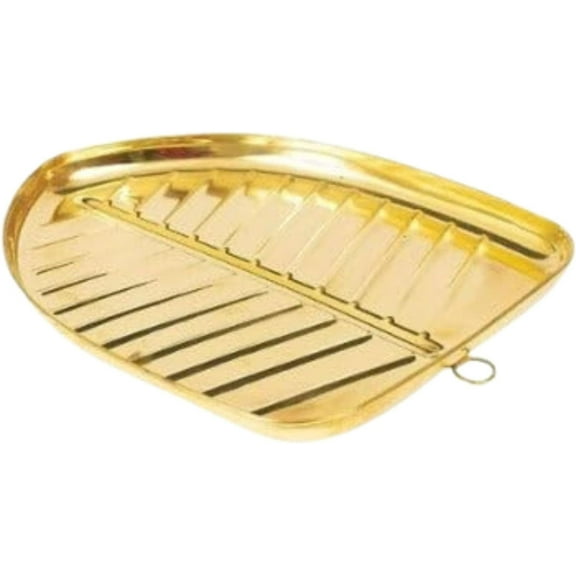 Traditional Handcrafted Banana Leaf Style Brass Thali/aarti Plate for Pooja, Gold